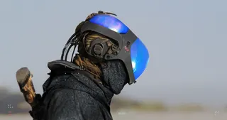 Person wearing a 3D helmet