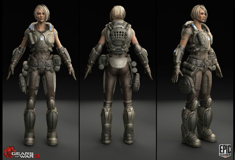 3D model of a female character in gears of war