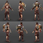 3d character with steampunk fashion outfits with a hat
