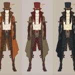 Concept art with steampunk fashion characters