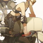 Woman riding a vehicle wearing punk fashion