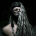 Portrait image of a woman draped in fabric