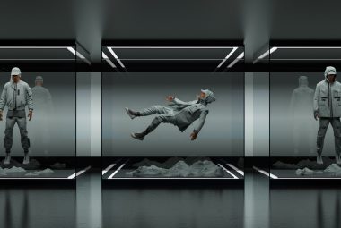 virtual fashion figures in glass cubes