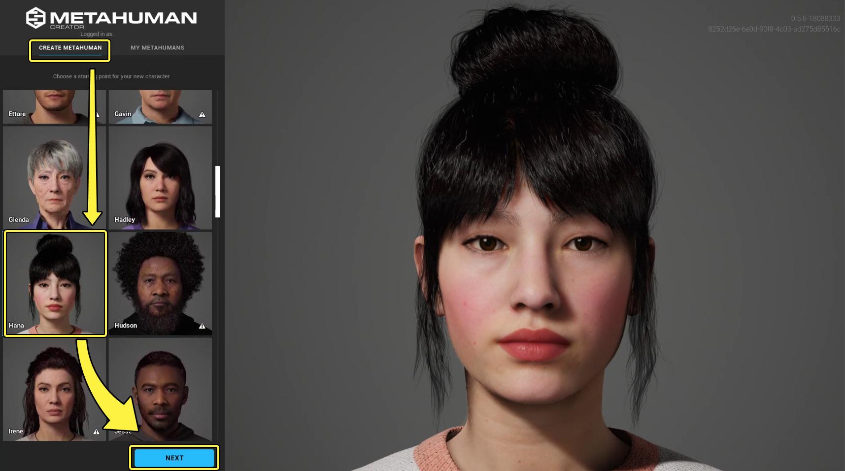 Metahuman creator character creation female face