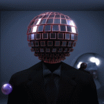 Futuristic head globe kidmgraph gif artist retrowave