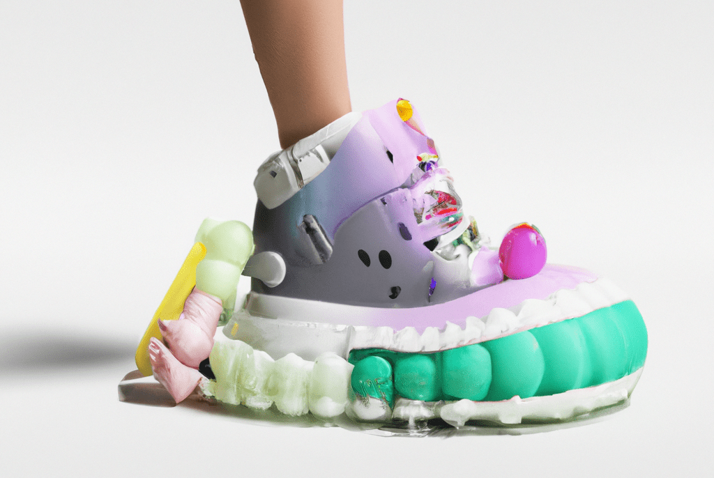 AI generated footwear sneaker candy colors