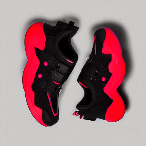 AI footwear Stable Diffusion sneakers red and black