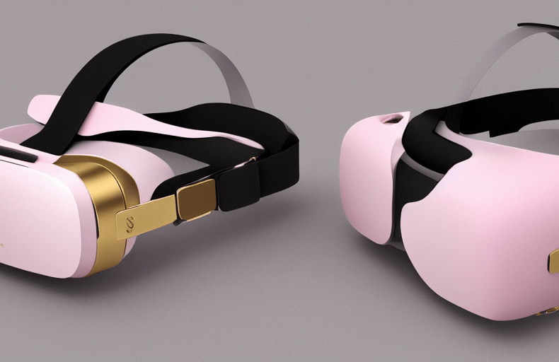 VR headset 3D models pink AI art