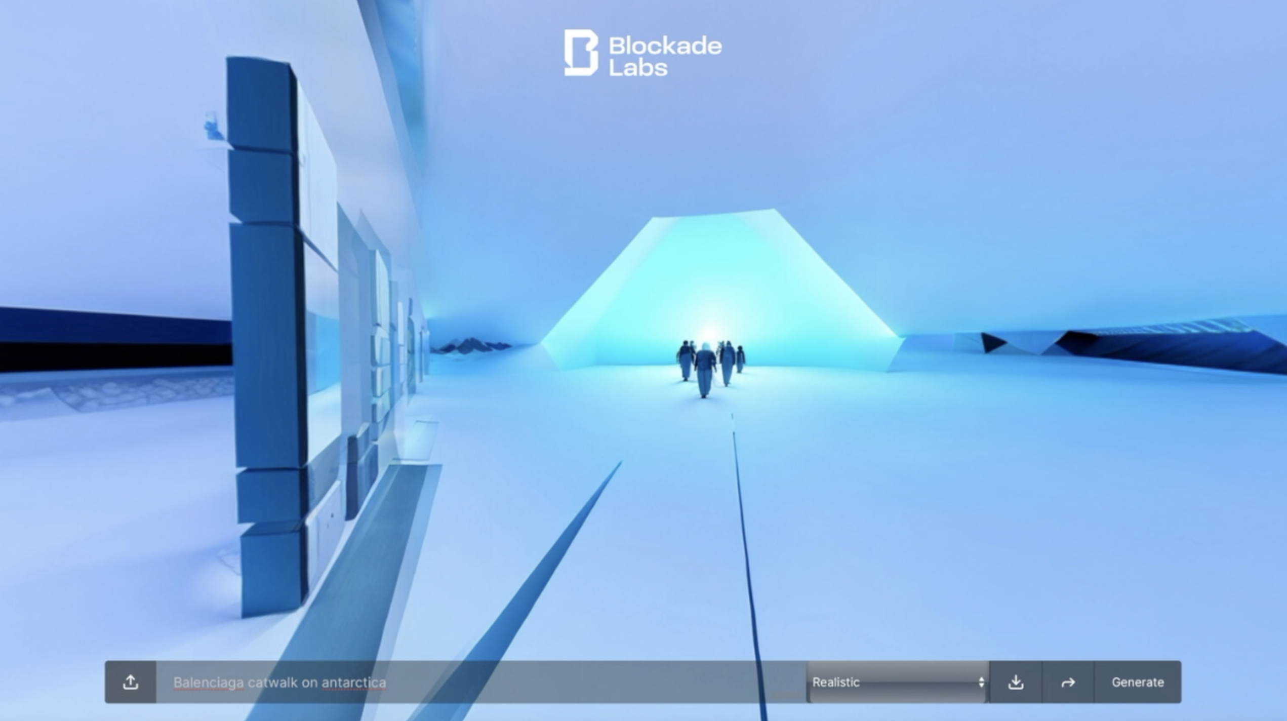 Ai generated skybox VR blue balenciaga arctic lights