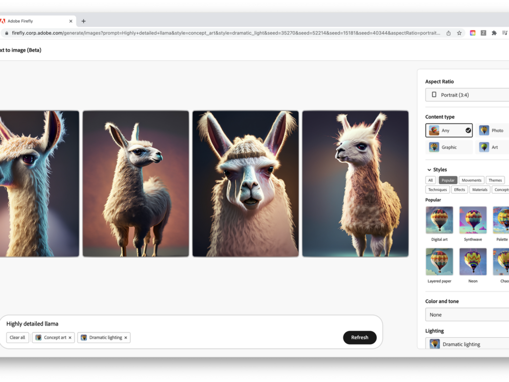 Adobe Firefly text to image AI