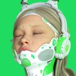 Neon cyberpunk female face mask green