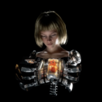 Cyberpunk dark technology robotic mech humanoid female