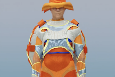 Orange digital fashion 3D outfit, orange headwear, eastern european creatives, Romanian fashion
