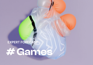 games forecasts, purple and orange 3D shapes