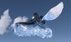 blue digital fashion sneaker with wings