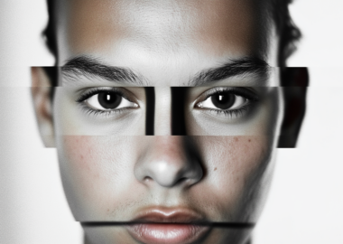 AI personality clone face glitch art