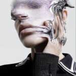 Glitch art model, metal glitch, ai fashion campaign by ai studio