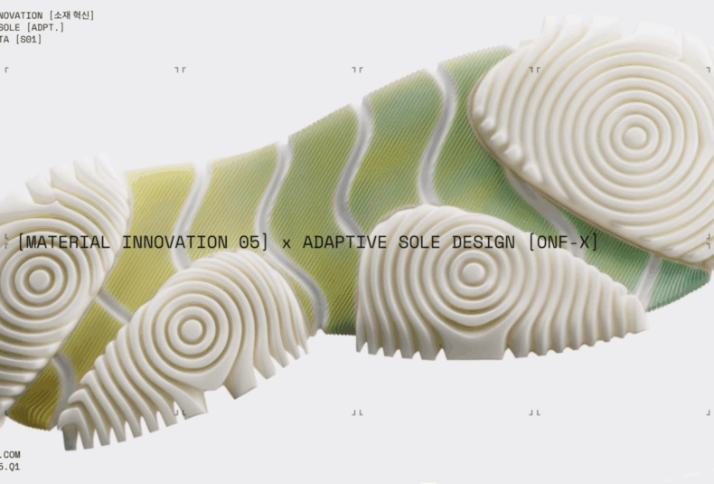 footwear innovation, material design, green and beige sole